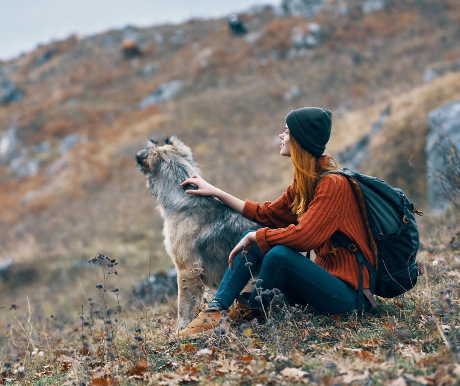 woman and dog